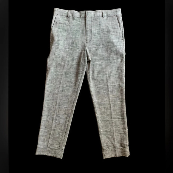 Club Monaco Mens Grey Plaid Houndstooth Print Contemporary Tapered Pants Size 36 - Picture 1 of 15